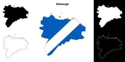 Edinburgh blank outline map set vector