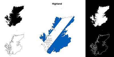 Highland blank outline map set vector