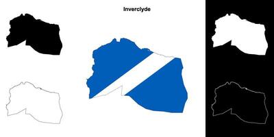 Inverclyde blank outline map set vector