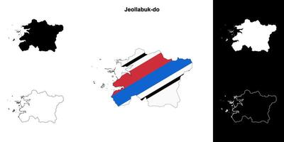 Jeollabuk-do province outline map set vector