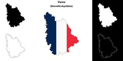 Vienne department outline map set vector