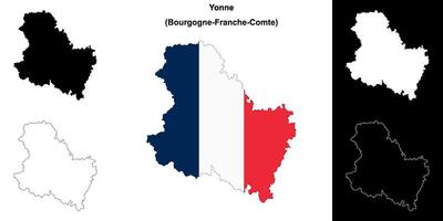 Yonne department outline map set vector