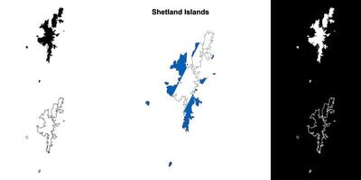 Shetland islas blanco contorno mapa conjunto vector