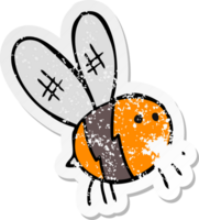 retro distressed sticker of a cartoon bee png