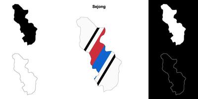 Sejong province outline map set vector