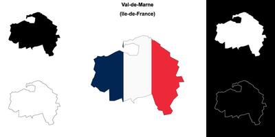 Val-de-Marne department outline map set vector