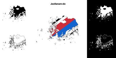 Jeollanam-do province outline map set vector