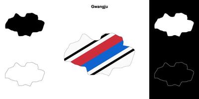 Gwangju province outline map set vector