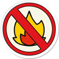 sticker of a cute cartoon no fire allowed sign png