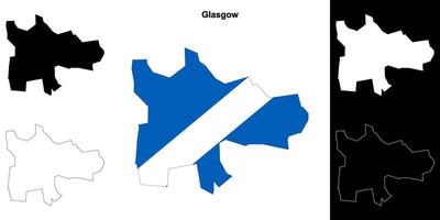 Glasgow blanco contorno mapa conjunto vector