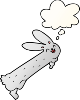 funny cartoon rabbit with thought bubble in smooth gradient style png