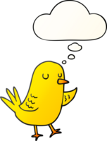 dibujos animados pájaro con pensamiento burbuja en suave degradado estilo png
