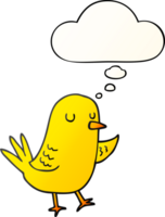 cartoon bird with thought bubble in smooth gradient style png