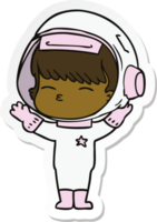 sticker of a cartoon curious astronaut png