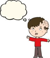 cartoon boy with growth on head with thought bubble png