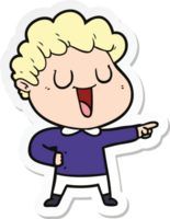 sticker of a laughing cartoon man pointing png