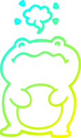 cold gradient line drawing of a funny cartoon frog png