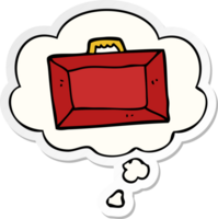 cartoon briefcase with thought bubble as a printed sticker png