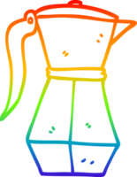 regenboog helling lijn tekening van een tekenfilm espresso koffie pot png