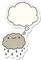 cartoon cloud with thought bubble as a printed sticker png