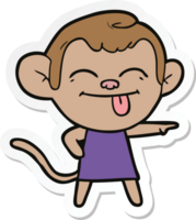 sticker of a funny cartoon monkey pointing png