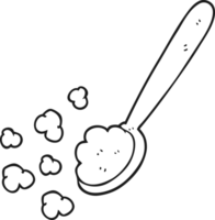 hand drawn black and white cartoon spoonful of food png