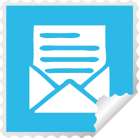 square peeling sticker cartoon of a letter and envelope png