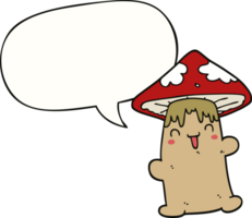 dessin animé champignon personnage avec discours bulle png