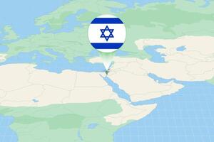 Map illustration of Israel with the flag. Cartographic illustration of Israel and neighboring countries. vector
