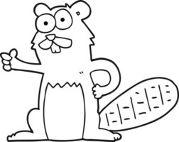 hand drawn black and white cartoon beaver png