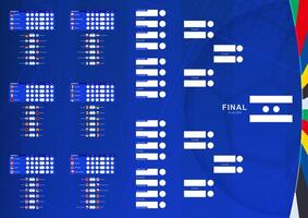 Tournament bracket of Football Competition 2024, flags of European countries. vector