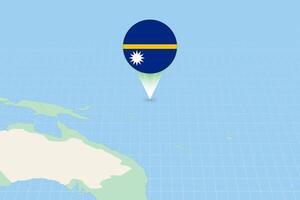 Map illustration of Nauru with the flag. Cartographic illustration of Nauru and neighboring countries. vector