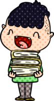 niño feliz de dibujos animados con libros nuevos png