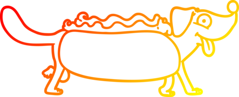 warm helling lijn tekening van een tekenfilm hotdog png