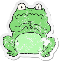 retro distressed sticker of a cartoon funny frog png