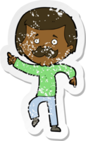 retro distressed sticker of a cartoon dancing dad png