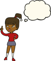 cartoon attractive girl with idea with thought bubble png