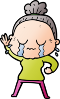 cartoon old woman crying and waving png