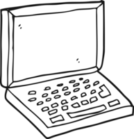 hand drawn black and white cartoon laptop computer png