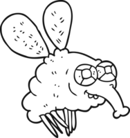 hand drawn black and white cartoon fly png