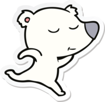 sticker of a happy cartoon polar bear running png