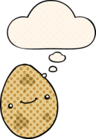 cartoon egg with thought bubble in comic book style png