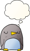 cartoon penguin with thought bubble in smooth gradient style png