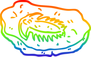 rainbow gradient line drawing of a cartoon ancient fossil png