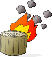 hand drawn cartoon burning log png