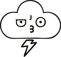 line drawing cartoon of a thunder cloud png