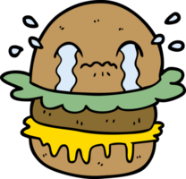 tekenfilm huilen snel voedsel hamburger png