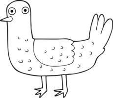 hand drawn black and white cartoon bird png