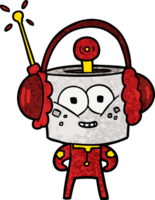 happy cartoon robot wearing headphones png