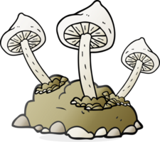 main tiré dessin animé champignons croissance png